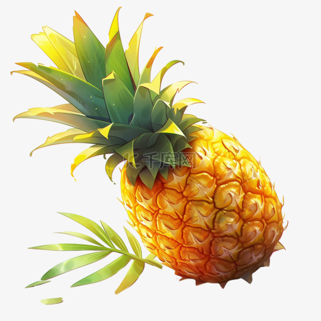 菠萝水果手绘漂亮写实AI元素立
