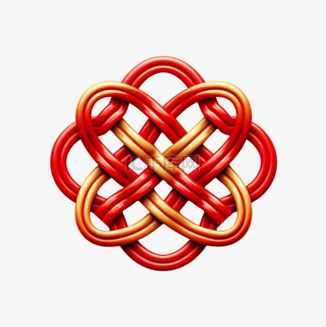 中国结红金配色写实AI元素装饰