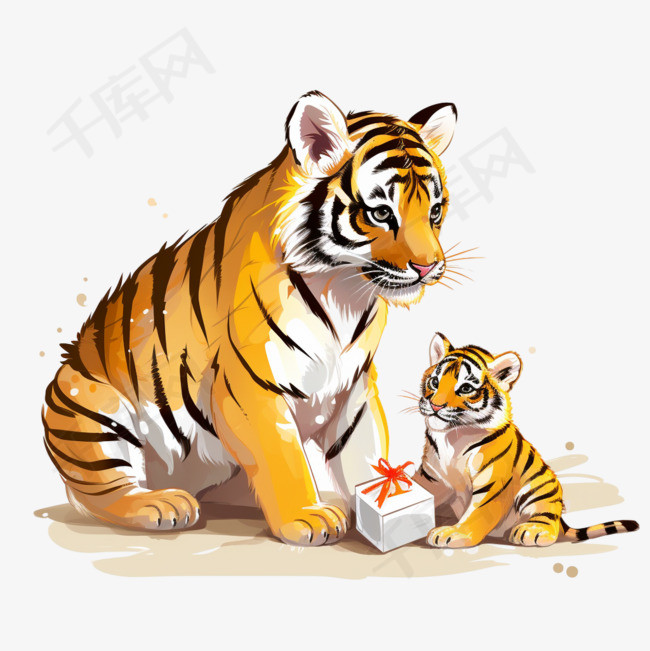 母老虎给她的幼崽喂水果