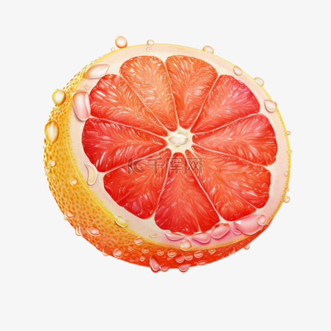 西柚水果红色水滴写实AI元素装