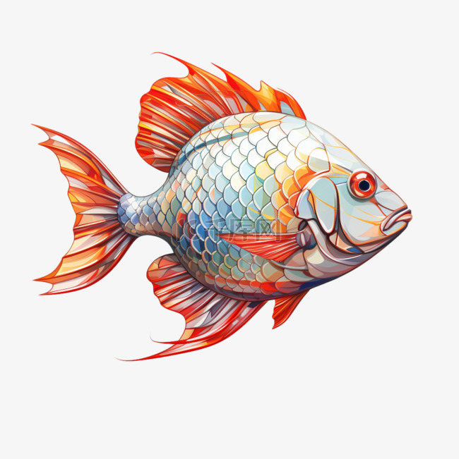 鱼金鱼卡通手绘写实AI元素装饰