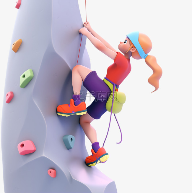 亚运会3D人物竞技比赛女孩在攀岩