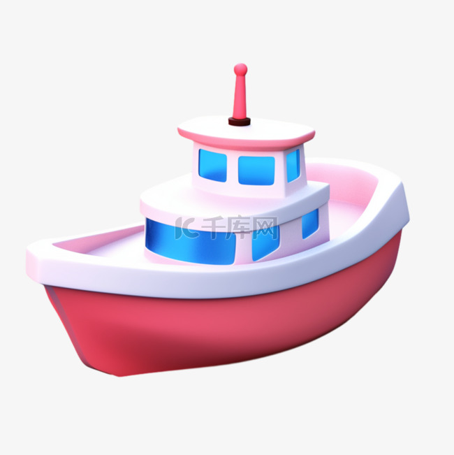轮船3D可爱图标元素