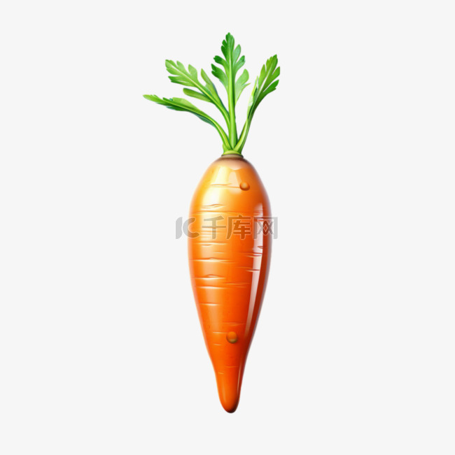 胡萝卜蔬菜3D图标食物渐变质感