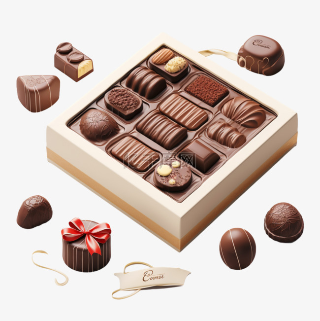 巧克力甜点盒子礼盒装饰AI元素