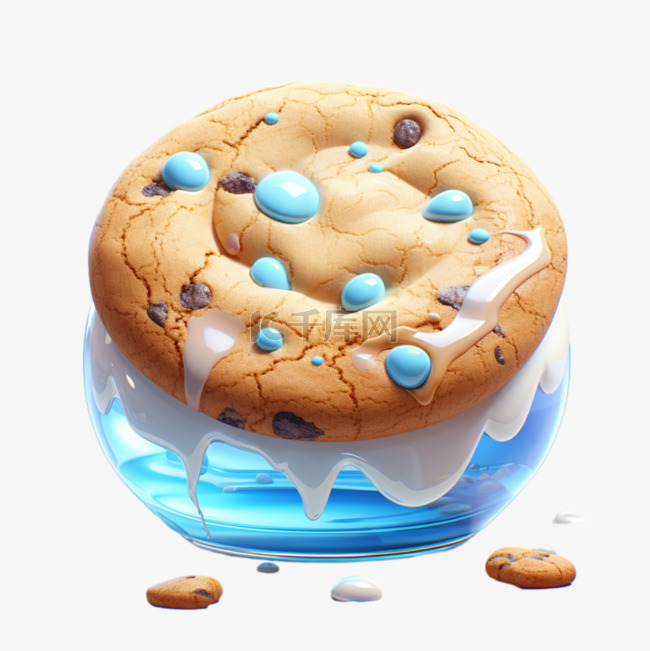 3D图标生活元素食物渐变质感饼