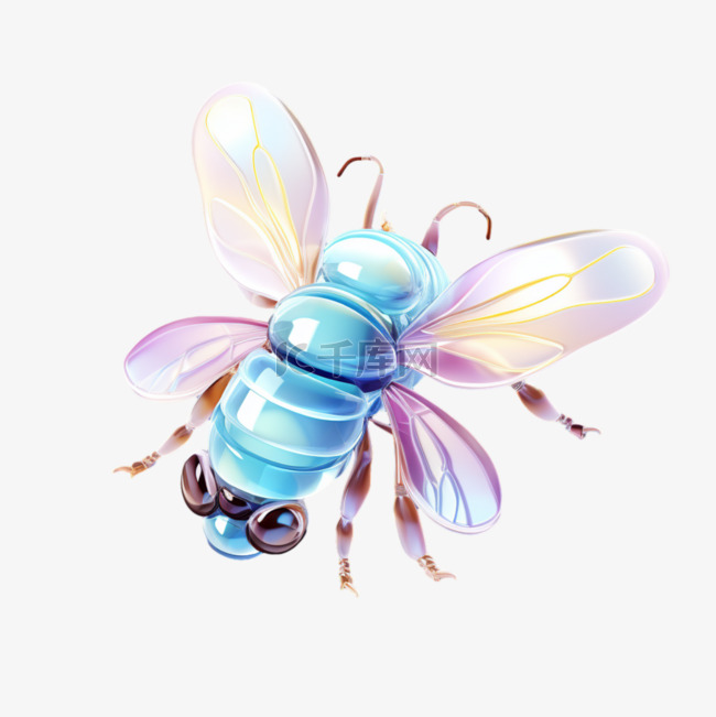 3D图标蜜蜂动物渐变UI素材UX设计