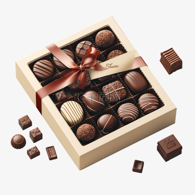 白色巧克力盒子AI元素立体免扣