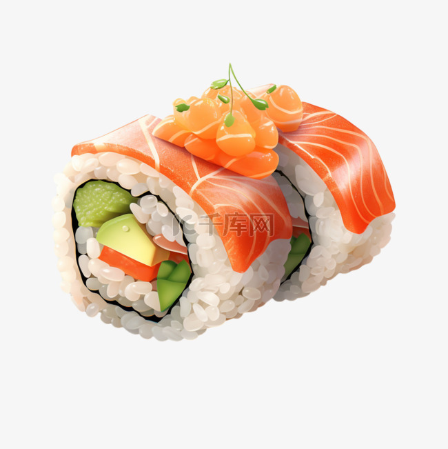 寿司鱼类蔬菜AI元素立体免扣图案