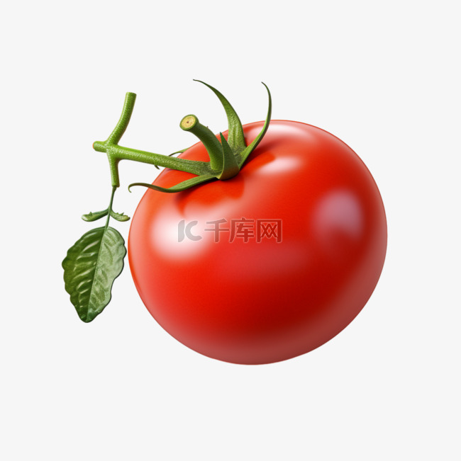 西红柿带叶新鲜AI元素立体免扣