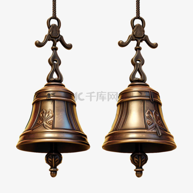古铜质感铜铃铃铛AI元素立体免