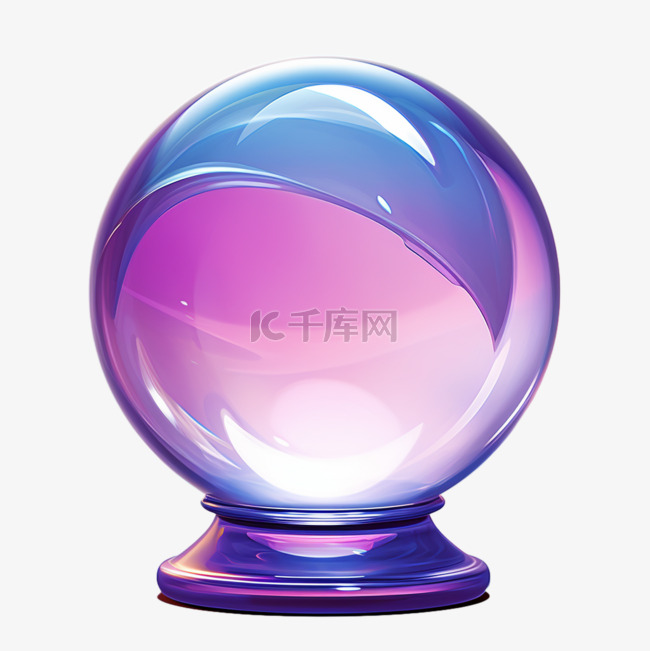 紫色水晶球紫色底座AI元素立体