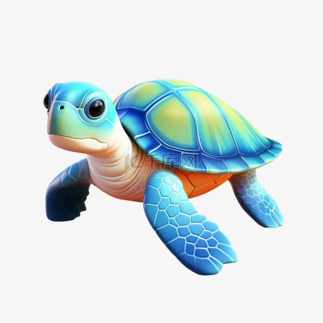3D乌龟海龟渐变质感UI设计UX素材