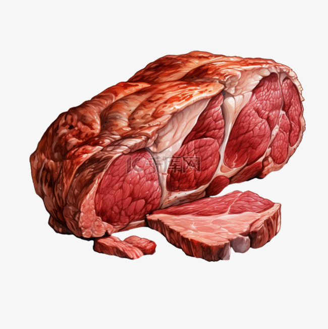 牛肉多汁食物AI元素立体免扣图案