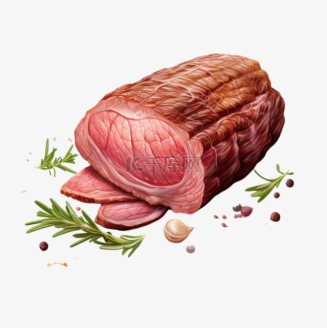肉类牛肉迷迭香香料AI元素立体