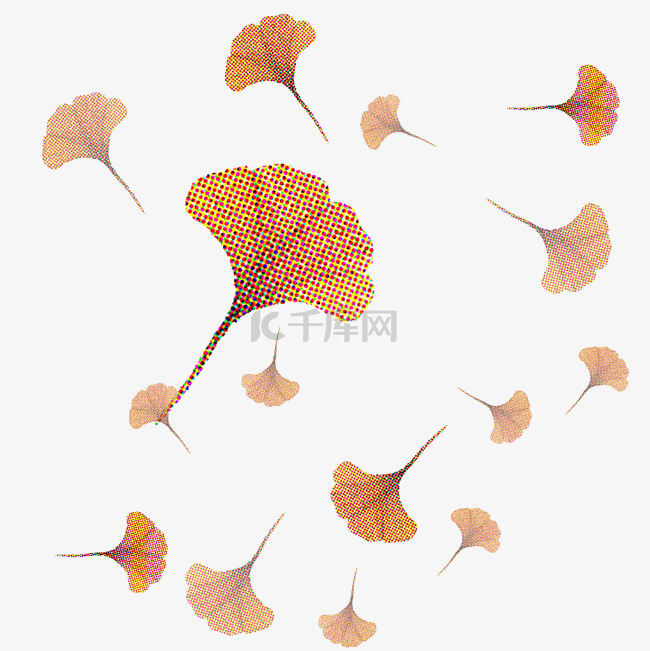 秋季银杏树叶装饰