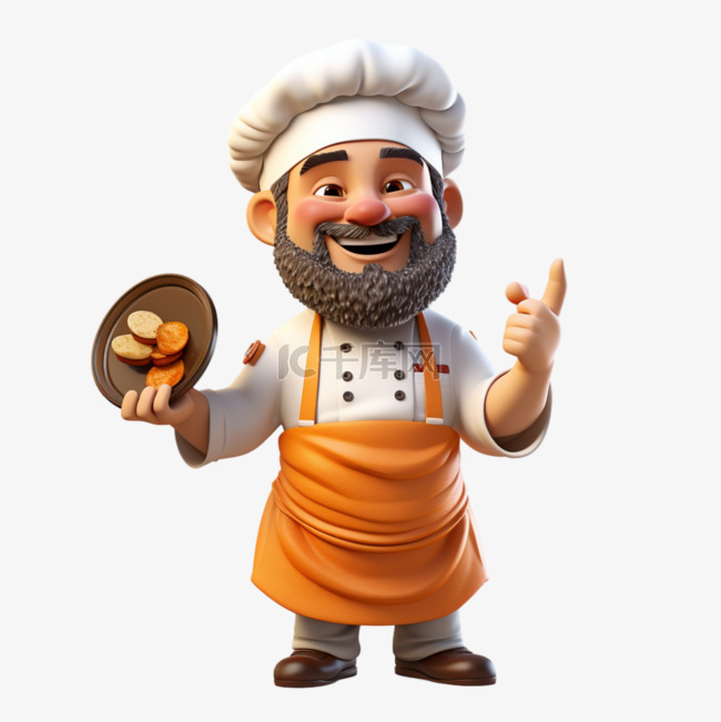 3D人物卡通立体可爱厨师大厨职业