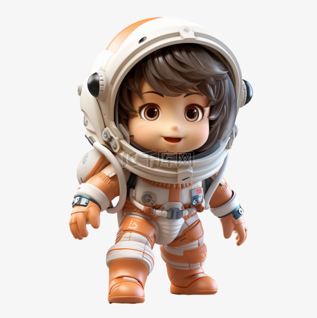 3D人物卡通宇航员立体可爱职业
