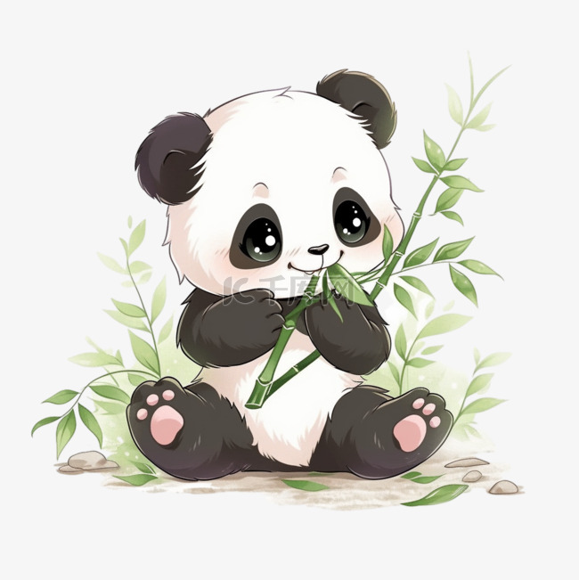可爱小熊猫竹子卡通元素