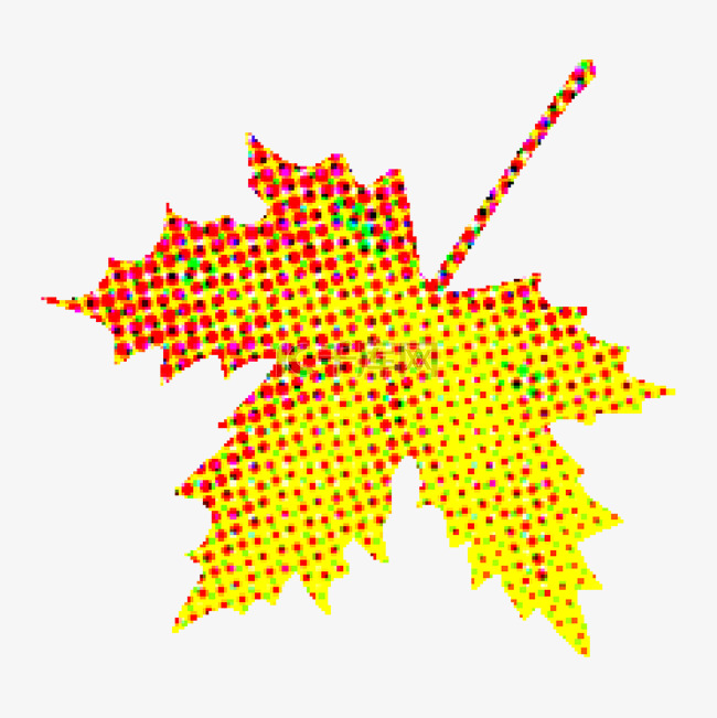 秋季彩色半调枫叶装饰彩色半调