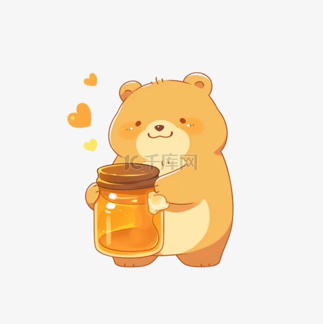 卡通元素可爱小熊吃蜂蜜手绘