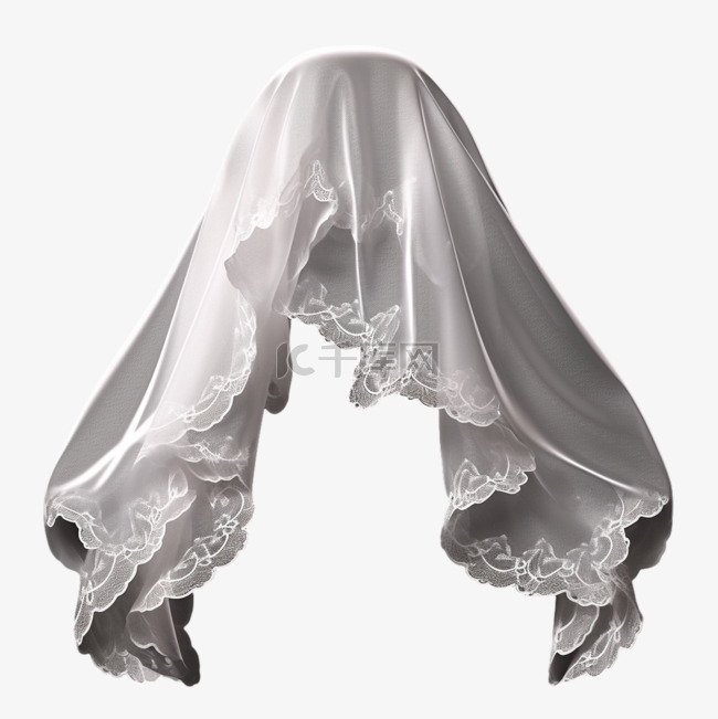 丝绸纱巾白色AI立体效果素材