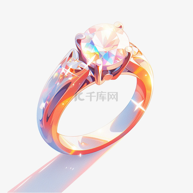 3D炫彩钻戒戒指玻璃质感透明物