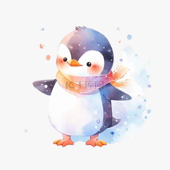 呆萌可爱企鹅卡通手绘元素