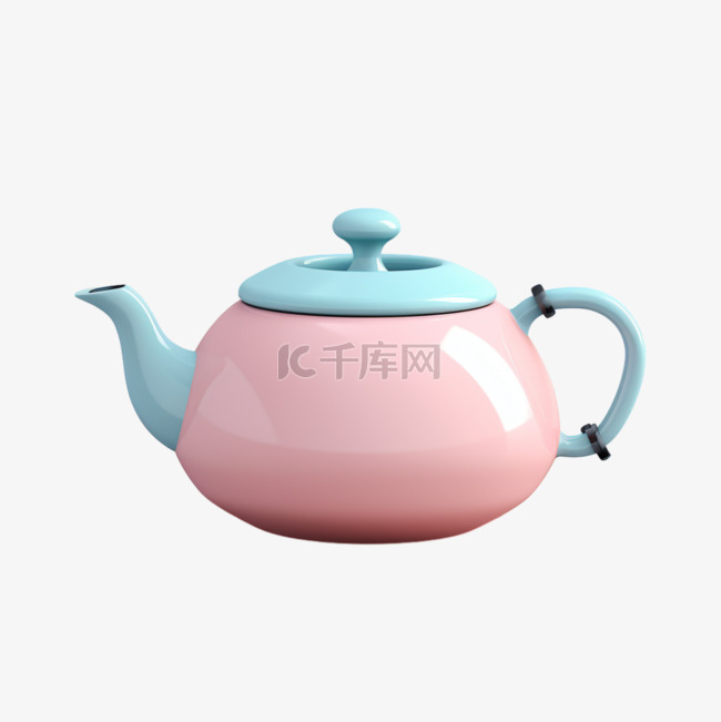 家具家电清新配色3D美观茶壶立体