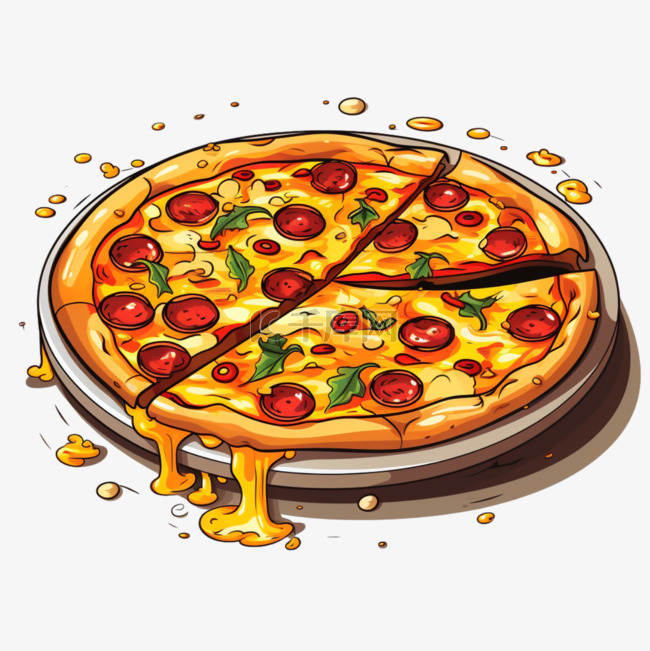 扁平风美食披萨美味味蕾插画食物