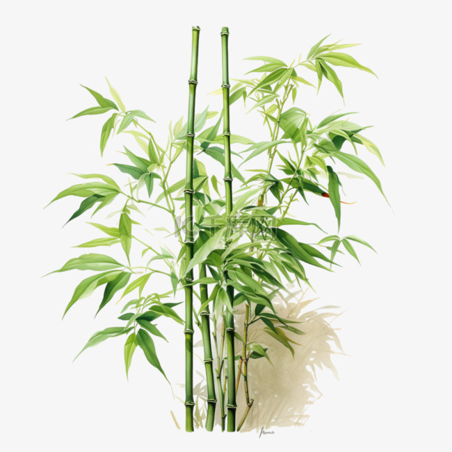 水彩竹子风植物花卉花朵绿植花蕾