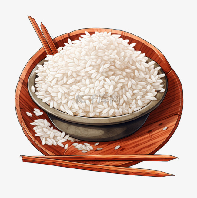 水彩风米饭稻米美食佳肴特色食物