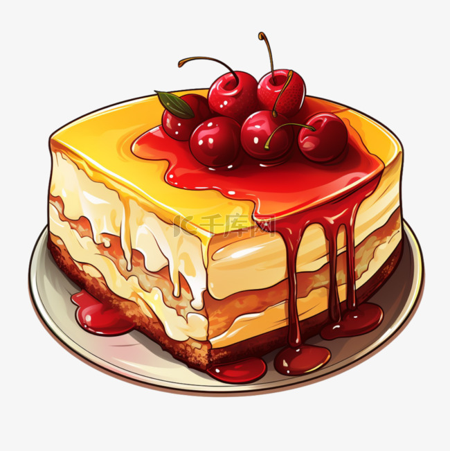 蛋糕扁平风美食食物美味味蕾插画