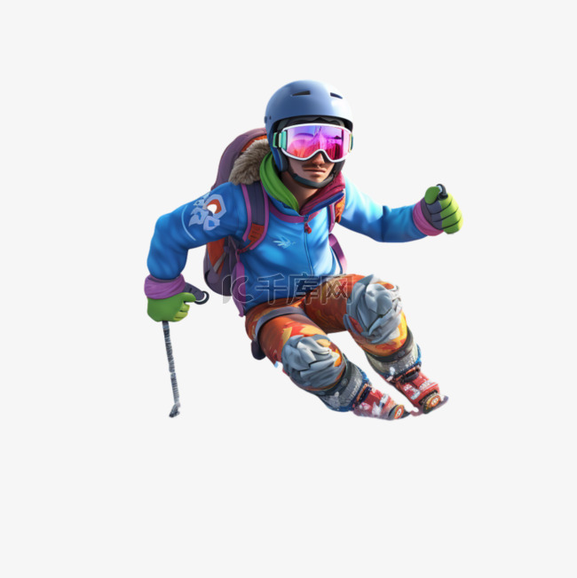 雪上运动滑雪3D亚运会运动员锻