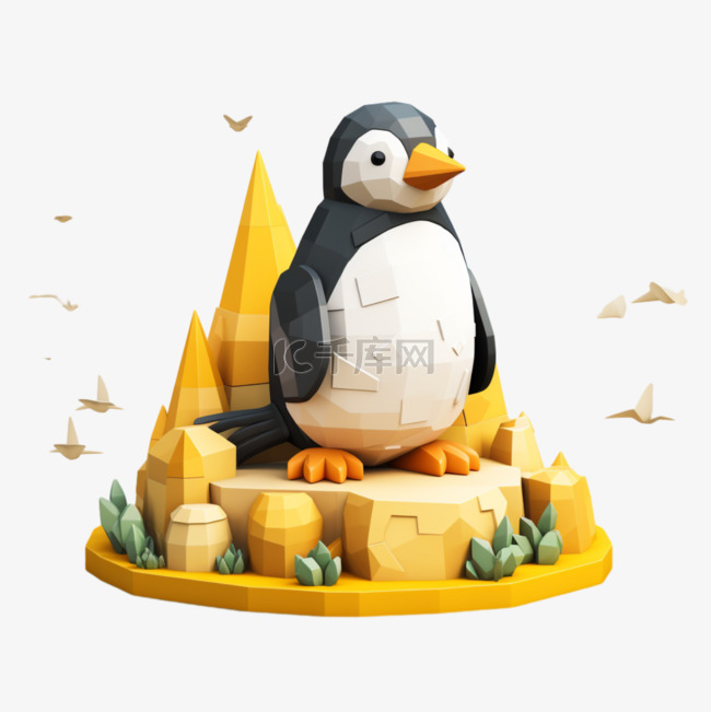 乐高动物可爱企鹅像素风积木3D