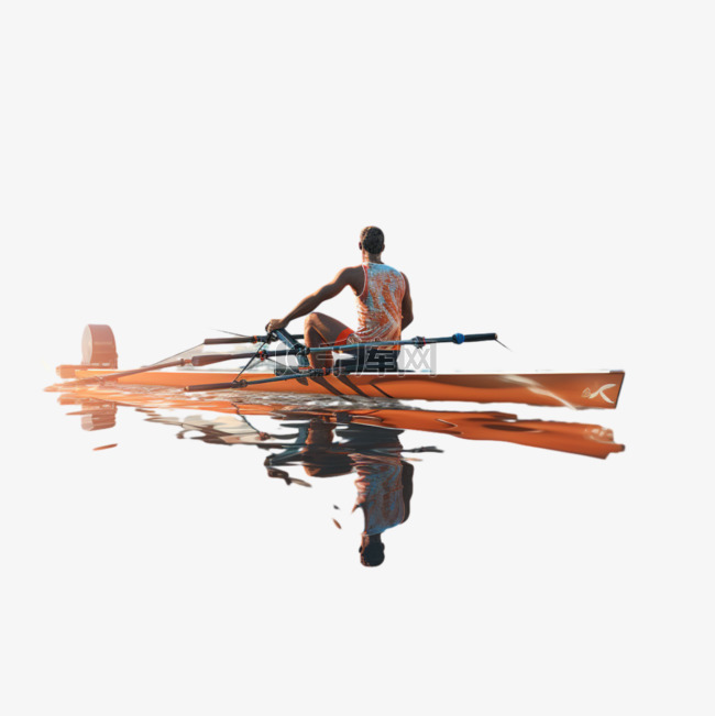 3D亚运会划船小船运动员锻炼比赛