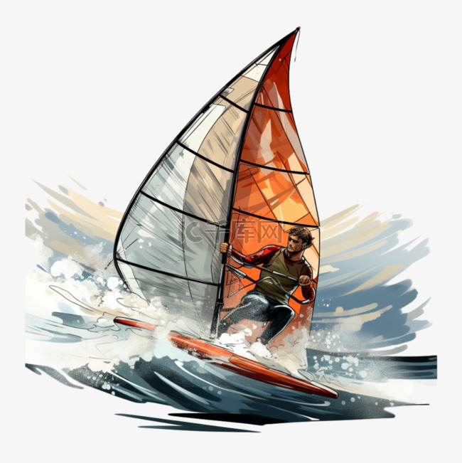 亚运会马克笔帆船风格运动员竞赛