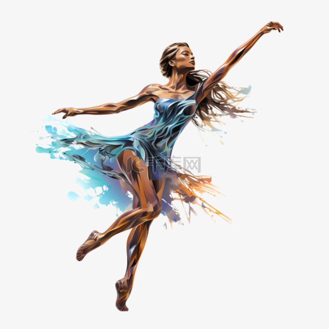 手绘舞蹈舞者AI元素立体免扣图案