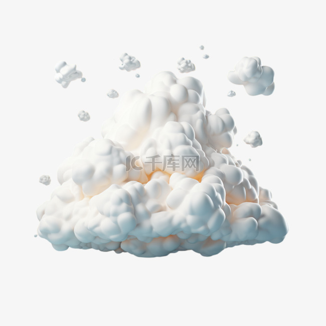 云朵渲染白色AI元素立体免扣图案