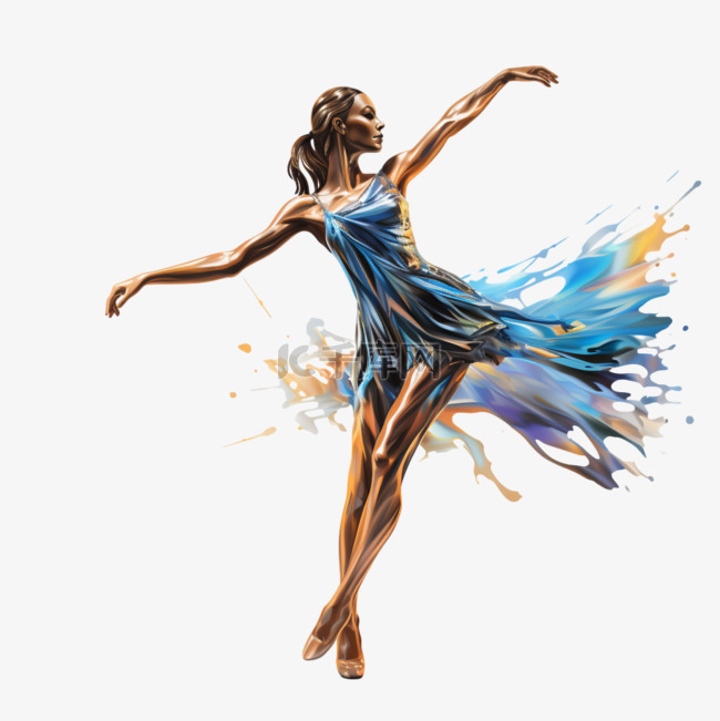 色彩抽象裙子舞蹈AI元素立体免