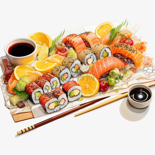 马克笔风格食物美食寿司美观精致
