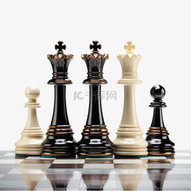 国际象棋棋盘倒影AI元素立体免