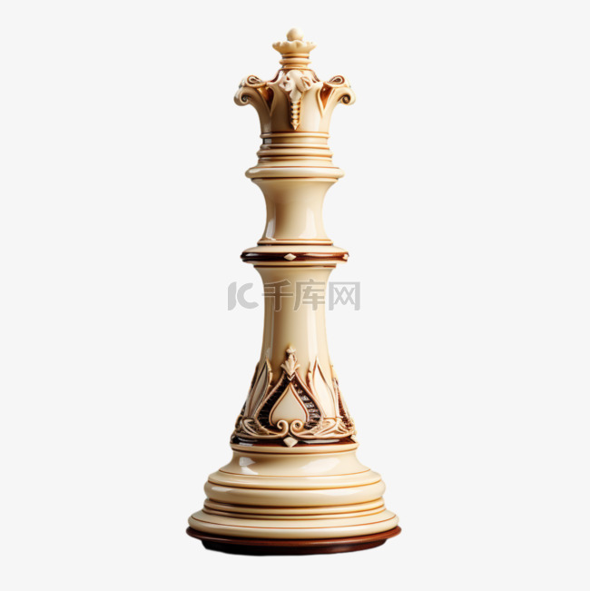 象牙白国际象棋棋子AI元素立体