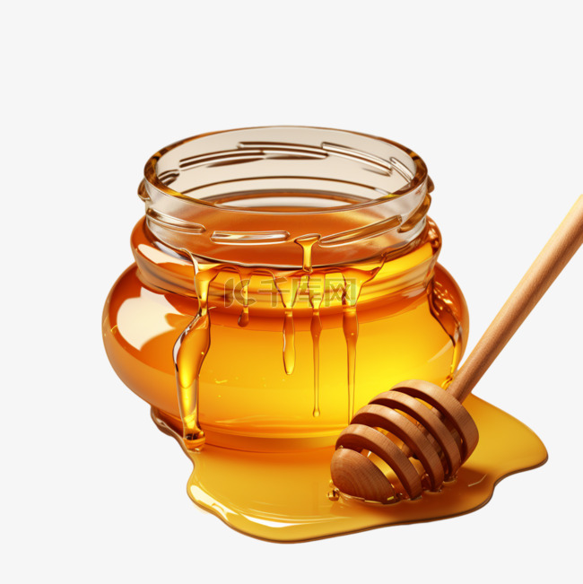 圆形玻璃罐子蜂蜜AI立体素材效