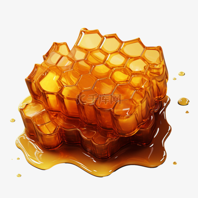 蜂巢蜂蜜金黄色漂亮AI立体素材