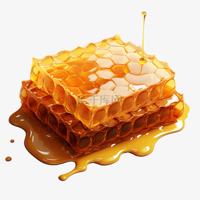蜂蜜块两层叠起来AI立体素材效