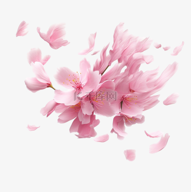 粉色桃花花瓣散落AI元素春天春季