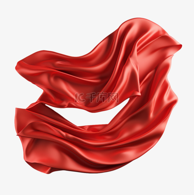 红色丝绸缎带喜庆AI元素立体免