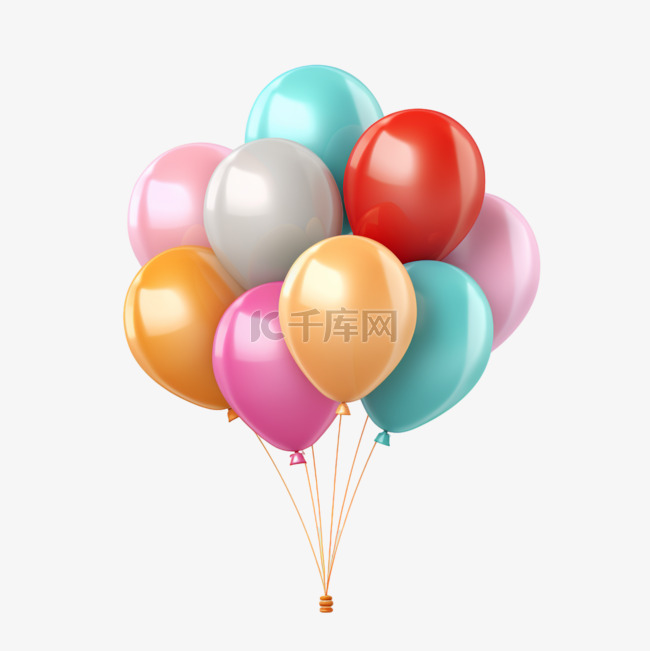 彩色一大束气球可爱童趣元素立体