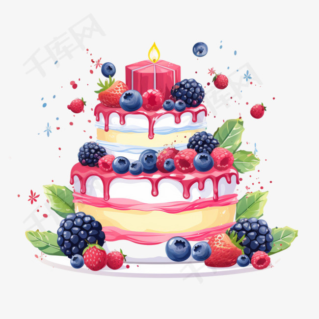 生日蛋糕矢量背景设计。带有美味